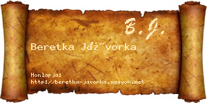 Beretka Jávorka névjegykártya